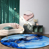Blue Marble Texture in Phnom Penh Circular Felt Rugs - LeobonZone