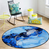 Blue Marble Texture in Phnom Penh Circular Felt Rugs - LeobonZone