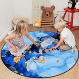Blue Marble Texture in Phnom Penh Circular Felt Rugs - LeobonZone