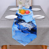 Blue Marble Texture in Phnom Penh Table Runner Place Mats Sharp Angle - LeobonZone