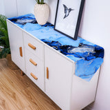 Blue Marble Texture in Phnom Penh Table Runner Place Mats Sharp Angle - LeobonZone