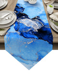 Blue Marble Texture in Phnom Penh Table Runner Place Mats Sharp Angle - LeobonZone