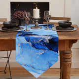 Blue Marble Texture in Phnom Penh Table Runner Place Mats Sharp Angle - LeobonZone