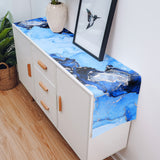 Blue Marble Texture in Phnom Penh Table Runner Place Mats - LeobonZone