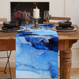 Blue Marble Texture in Phnom Penh Table Runner Place Mats - LeobonZone