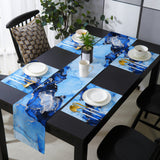 Blue Marble Texture in Phnom Penh Table Flag And Table Mat Suit