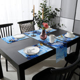 Blue Marble Texture in Phnom Penh Table Flag And Table Mat Suit - LeobonZone