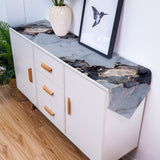 Grey Marble Texture in Phnom Penh Table Runner Place Mats Sharp Angle - LeobonZone