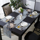 Grey Marble Texture in Phnom Penh Table Flag And Table Mat Suit - LeobonZone