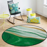 Green Watercolor Gradient Marble Texture Circular Felt Rugs - LeobonZone