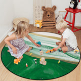 Green Watercolor Gradient Marble Texture Circular Sponge Rugs