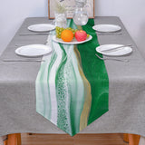 Green Watercolor Gradient Marble Texture Table Runner Place Mats Sharp Angle - LeobonZone