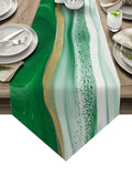 Green Watercolor Gradient Marble Texture Table Runner Place Mats Sharp Angle - LeobonZone