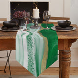 Green Watercolor Gradient Marble Texture Table Runner Place Mats Sharp Angle - LeobonZone