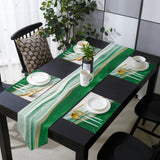 Green Watercolor Gradient Marble Texture Table Flag And Table Mat Suit Sharp angle - LeobonZone