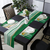 Green Watercolor Gradient Marble Texture Table Flag And Table Mat Suit - LeobonZone