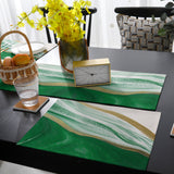 Green Watercolor Gradient Marble Texture Table Flag And Table Mat Suit - LeobonZone