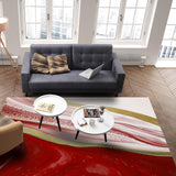 Red Watercolor Gradient Marble Texture Right Angle Felt Rugs - LeobonZone