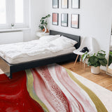 Red Watercolor Gradient Marble Texture Right Angle Felt Rugs - LeobonZone