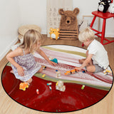 Red Watercolor Gradient Marble Texture Circular Felt Rugs - LeobonZone