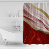 Red Watercolor Gradient Marble Texture Waterproof Durable Shower Curtain