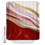 Red Watercolor Gradient Marble Texture Waterproof Durable Shower Curtain - LeobonZone