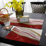 Red Watercolor Gradient Marble Texture Table Flag And Table Mat Suit - LeobonZone