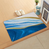 Deep Blue Watercolor Gradient Marble Texture Leather Doormat