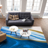 Deep Blue Watercolor Gradient Marble Texture Right Angle Felt Rugs - LeobonZone