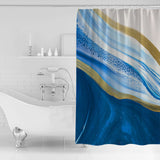 Deep Blue Watercolor Gradient Marble Texture Waterproof Durable Shower Curtain