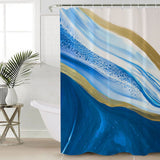 Deep Blue Watercolor Gradient Marble Texture Waterproof Durable Shower Curtain - LeobonZone