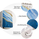 Deep Blue Watercolor Gradient Marble Texture Waterproof Durable Shower Curtain - LeobonZone