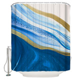 Deep Blue Watercolor Gradient Marble Texture Waterproof Durable Shower Curtain - LeobonZone