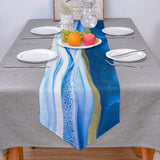 Deep Blue Watercolor Gradient Marble Texture Table Runner Place Mats Sharp Angle - LeobonZone