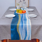 Deep Blue Watercolor Gradient Marble Texture Table Runner Place Mats - LeobonZone