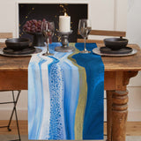 Deep Blue Watercolor Gradient Marble Texture Table Runner Place Mats - LeobonZone