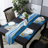 Deep Blue Watercolor Gradient Marble Texture Table Flag And Table Mat Suit Sharp angle - LeobonZone