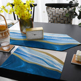 Deep Blue Watercolor Gradient Marble Texture Table Flag And Table Mat Suit Sharp angle - LeobonZone