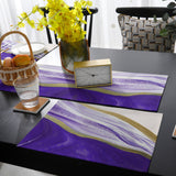 Purple Watercolor Gradient Marble Texture Table Flag And Table Mat Suit - LeobonZone