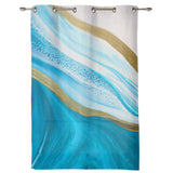 Blue Watercolor Gradient Marble Texture window curtains - LeobonZone