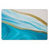 Blue Watercolor Gradient Marble Texture Leather Doormat - LeobonZone