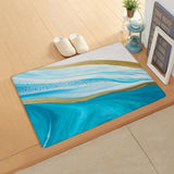 Blue Watercolor Gradient Marble Texture Leather Doormat - LeobonZone