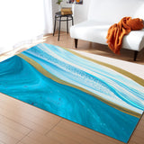 Blue Watercolor Gradient Marble Texture Right Angle Felt Rugs - LeobonZone