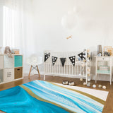 Blue Watercolor Gradient Marble Texture Right Angle Felt Rugs