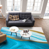 Blue Watercolor Gradient Marble Texture Right Angle Felt Rugs - LeobonZone