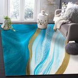 Blue Watercolor Gradient Marble Texture Right Angle Felt Rugs - LeobonZone