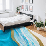 Blue Watercolor Gradient Marble Texture Right Angle Felt Rugs - LeobonZone