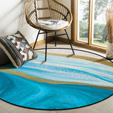 Blue Watercolor Gradient Marble Texture Circular Felt Rugs - LeobonZone