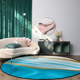 Blue Watercolor Gradient Marble Texture Circular Felt Rugs - LeobonZone