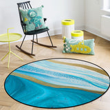 Blue Watercolor Gradient Marble Texture Circular Felt Rugs - LeobonZone